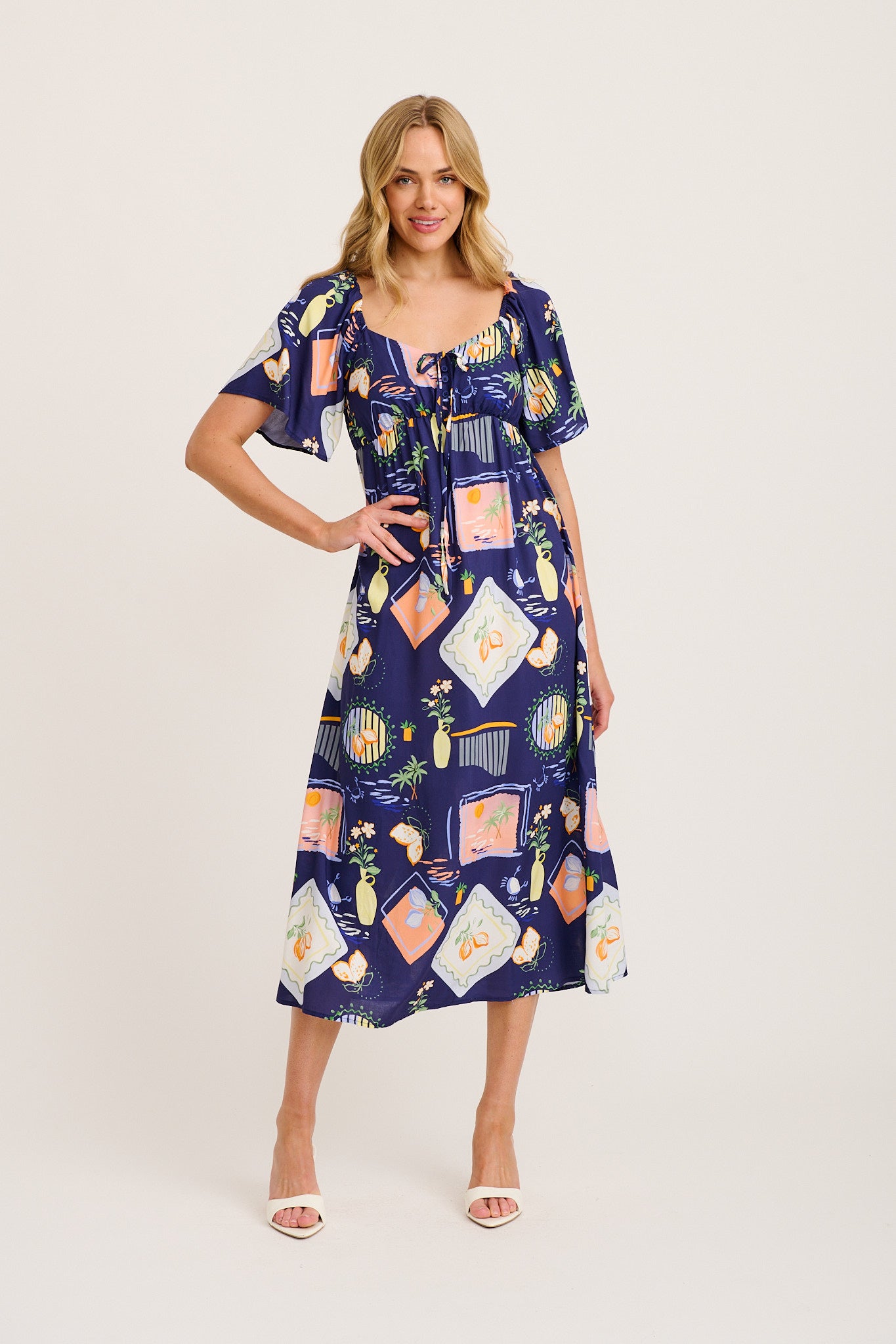 Livia Maxi Dress in Navy Multi Print