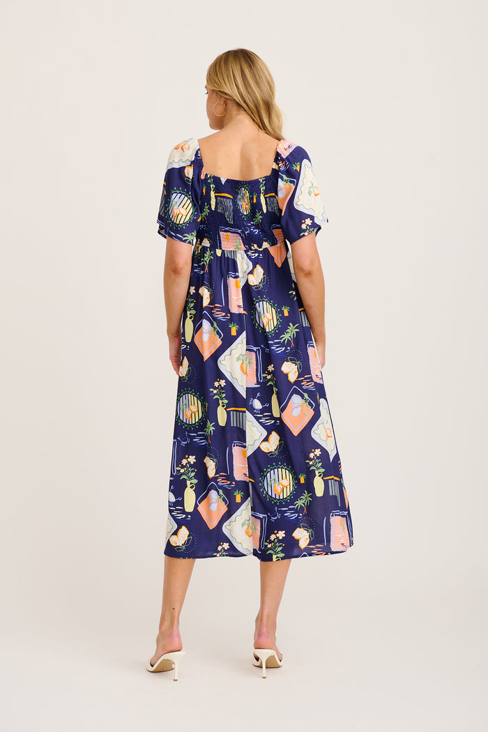 livia maxi dress Livia Maxi Dress in Navy Multi Print