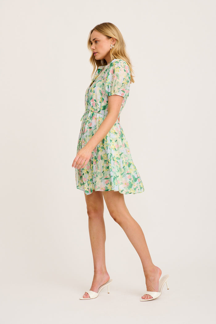 Valley Dress in Green Multi Print side