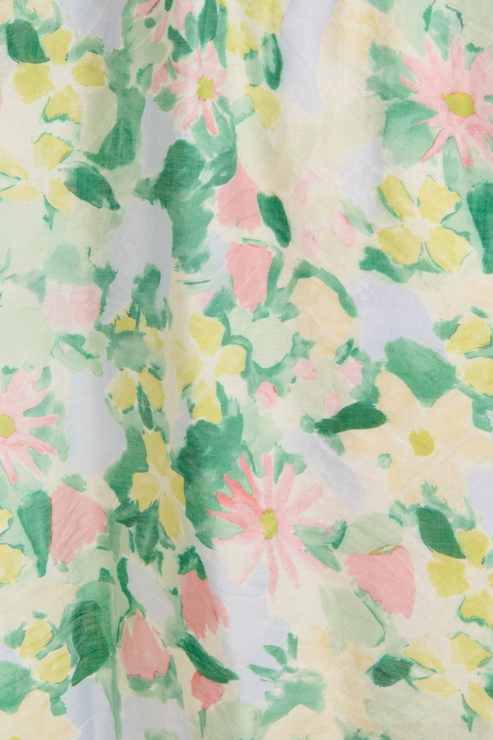 Vinca Midi Dress in Green Multi Print fabric