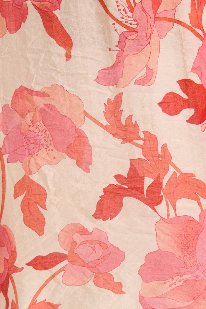 Cascades Top in Cream with Pink Floral fabric