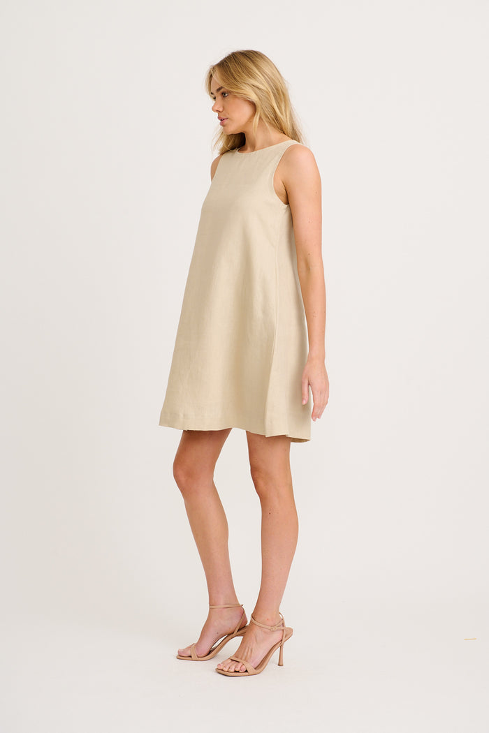 Island Dreamer Dress in Stone Linen side