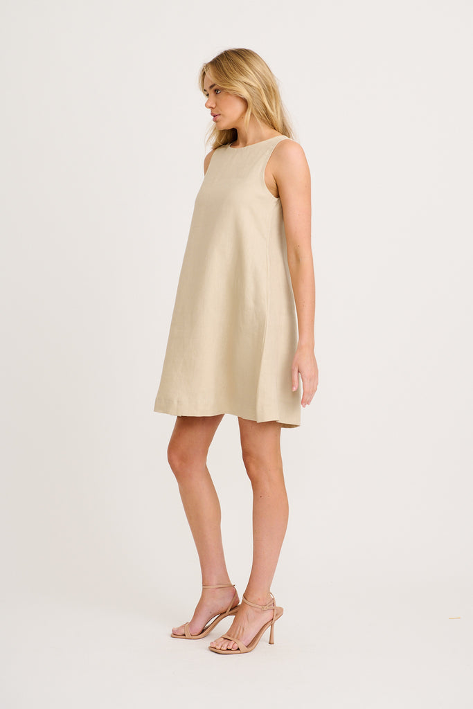 Island Dreamer Dress in Stone Linen side