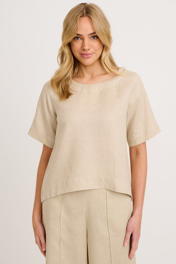 Island Soul Top in Stone Linen front