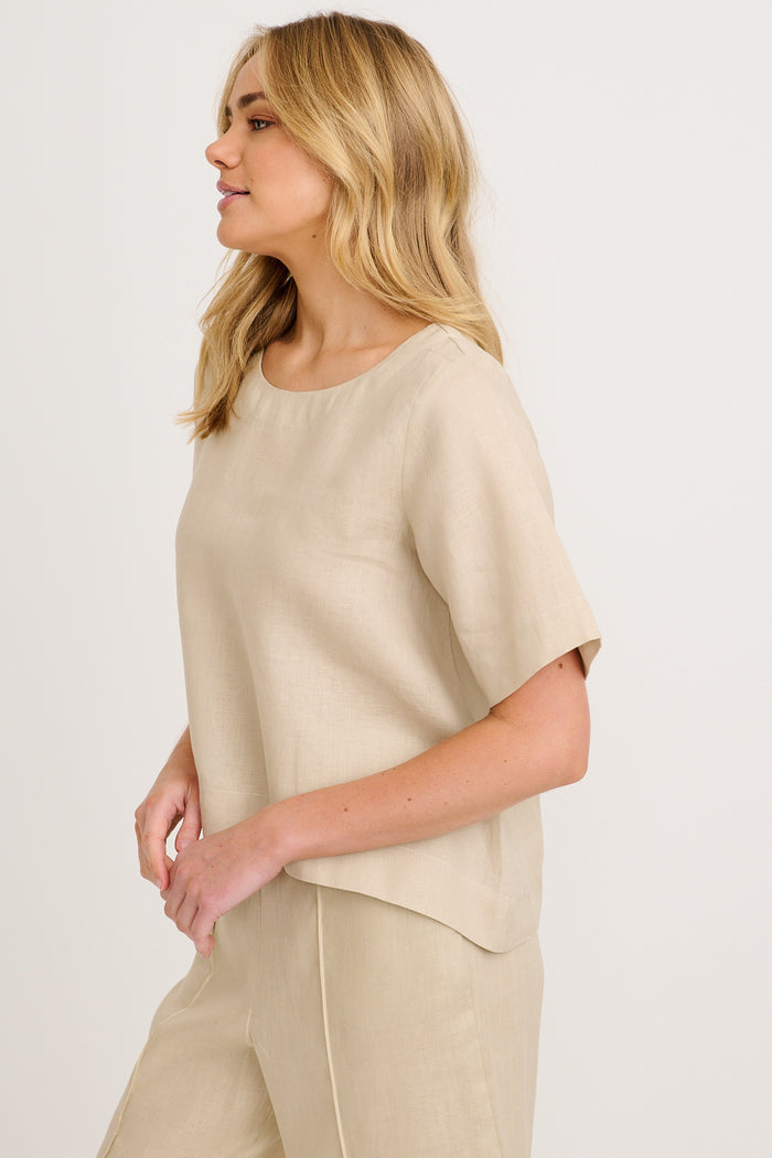 Island Soul Top in Stone Linen side