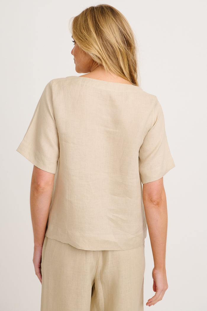 Island Soul Top in Stone Linen back