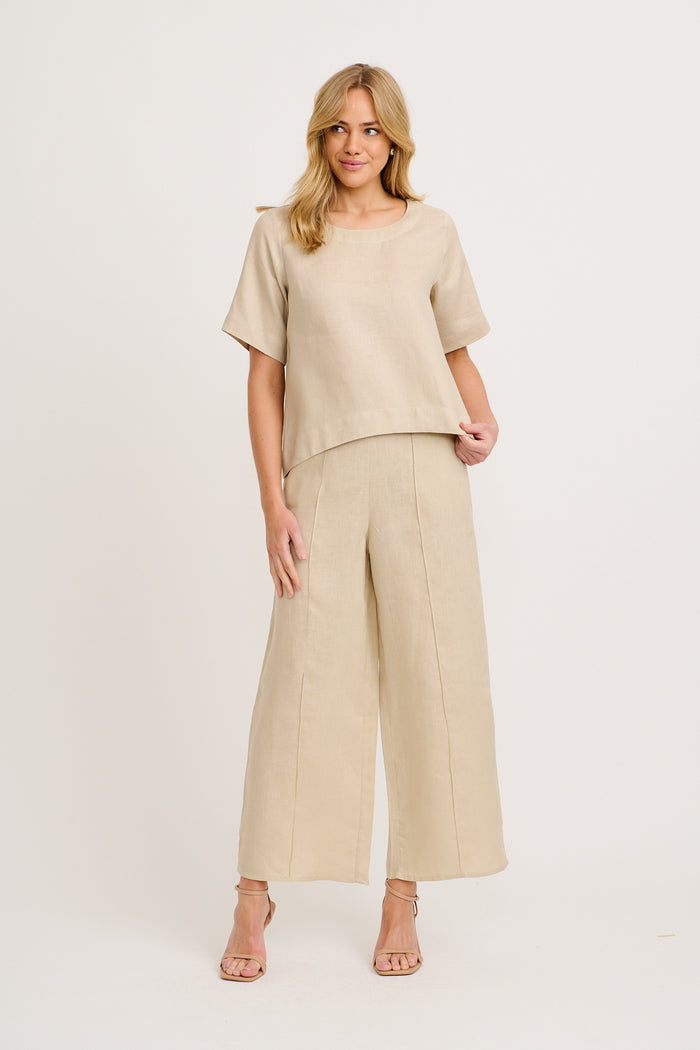 Island Soul Top in Stone Linen full length