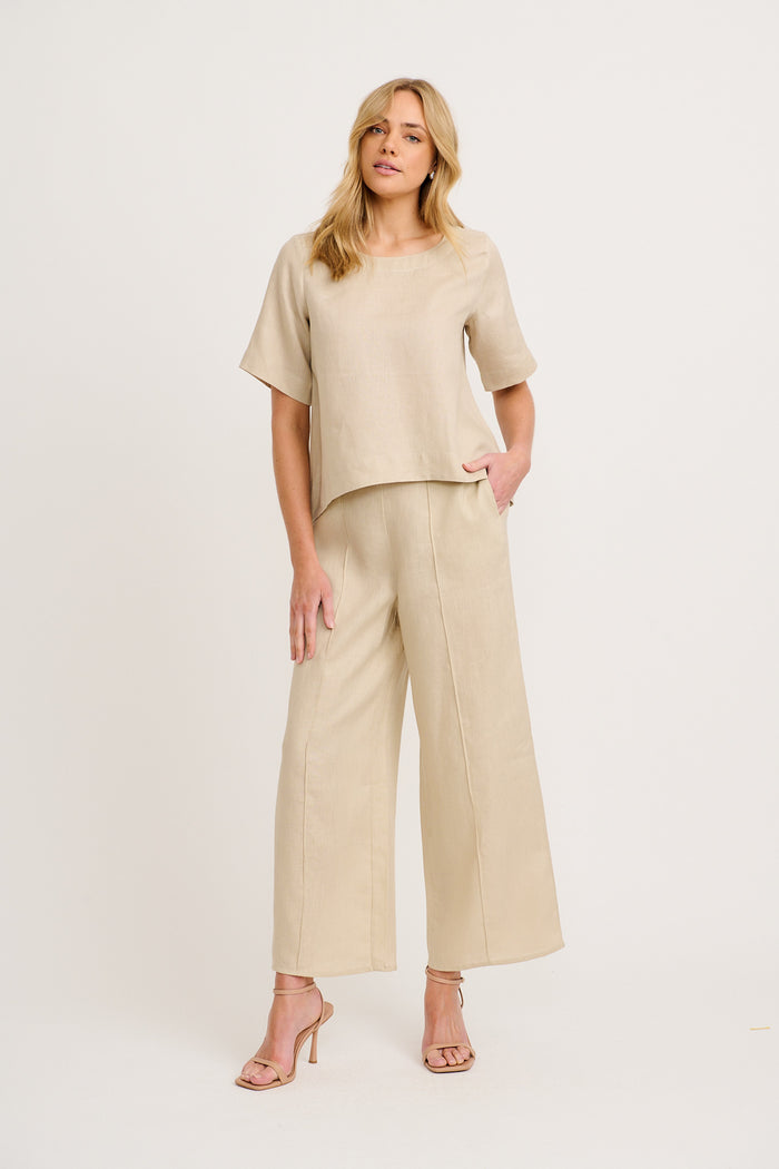 Halara Pant in Stone Linen full length
