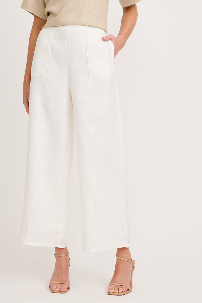 Halara Pant in White Linen front