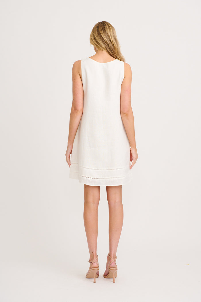 Breeze Flow Dress in White Linen back