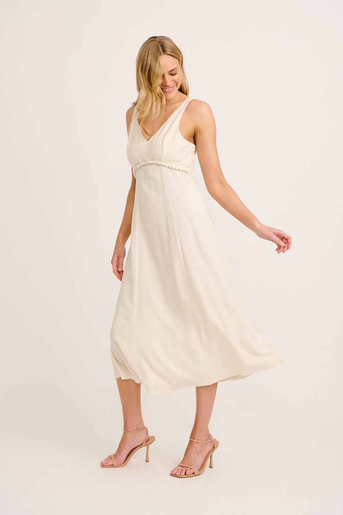 Jordie Midi Dress in Oatmeal side