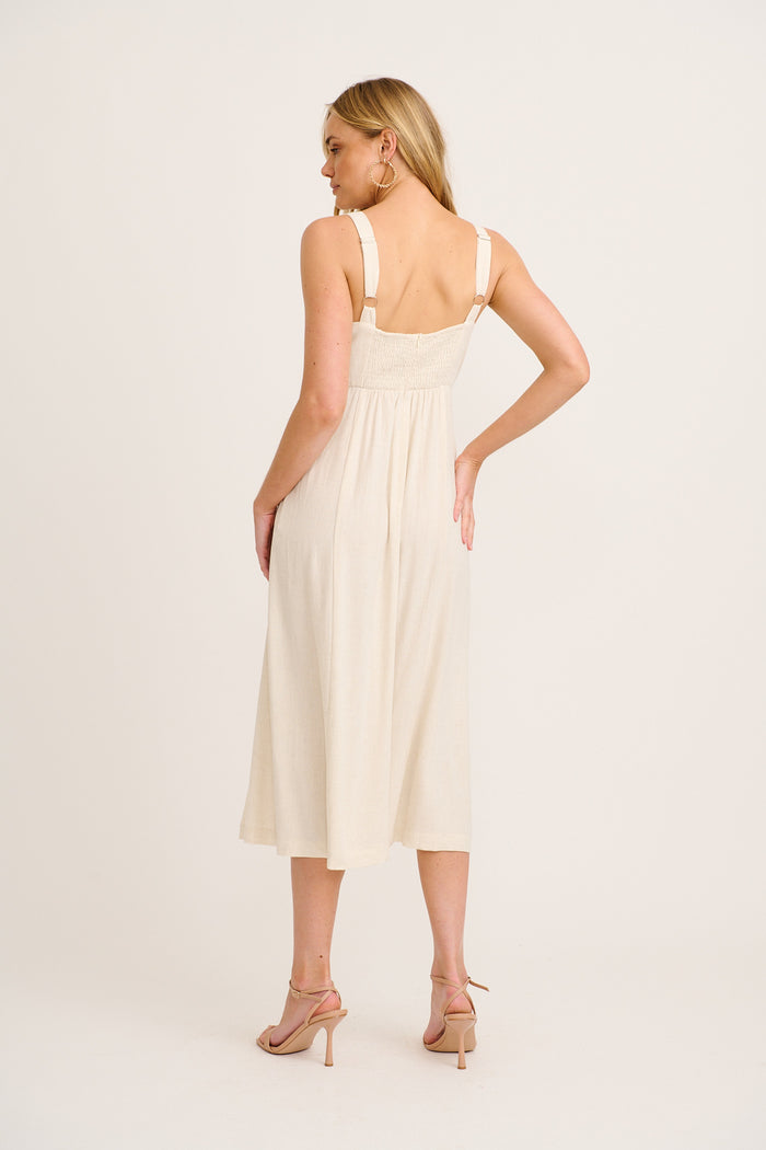 Jordie Midi Dress in Oatmeal back