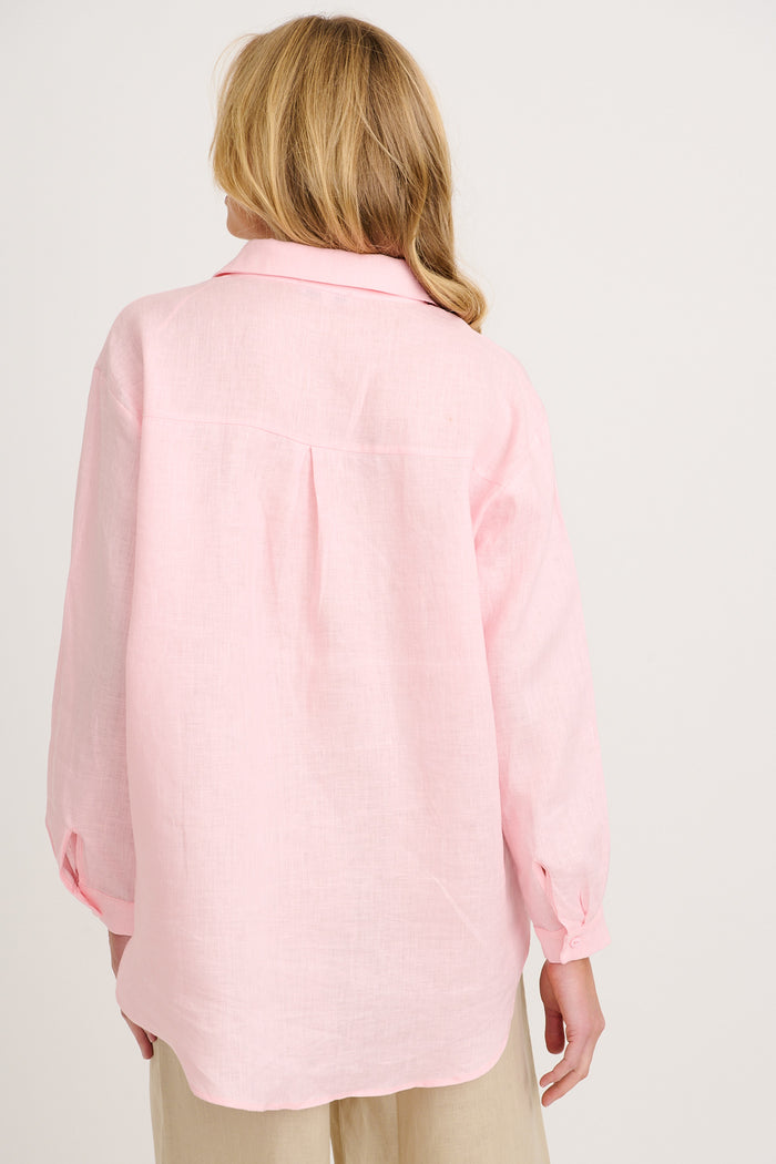 Ocean Echo Shirt in Pink Linen back
