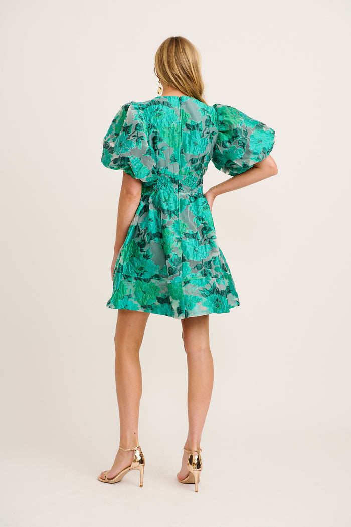 Paris Dreamer Dress in In Jade Green Organza Jacquard back