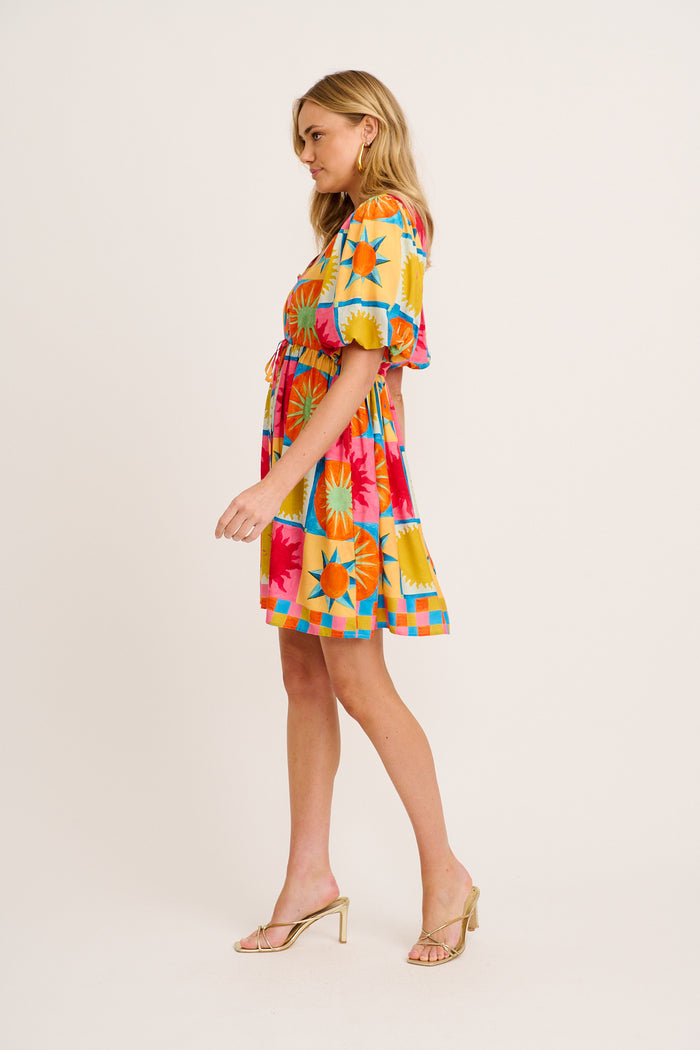 Elka Dress in Multi Tile Print side