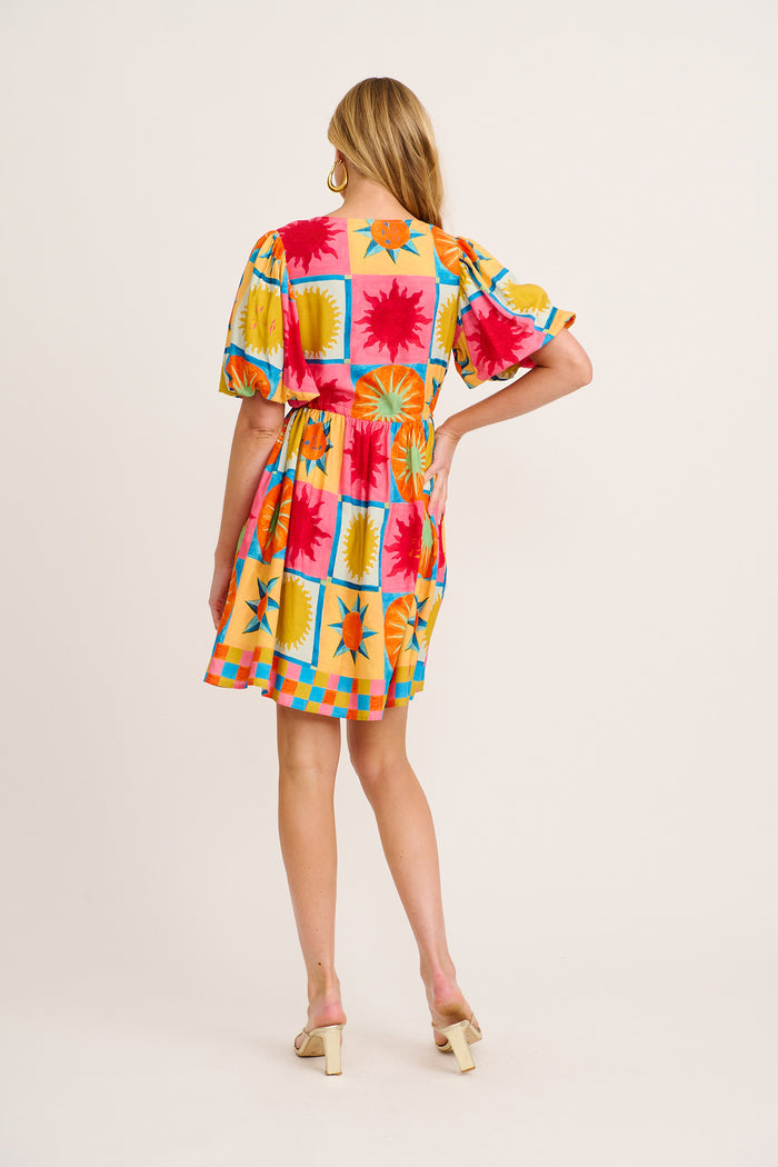 Elka Dress in Multi Tile Print back