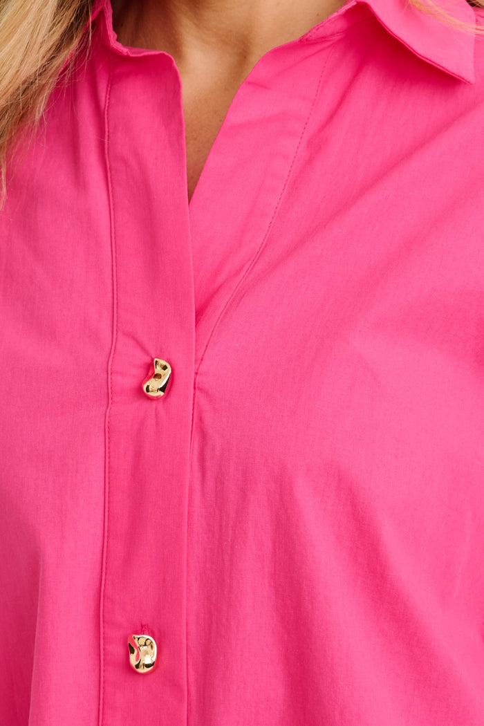 Refined Shirt in Hot Pink Cotton detail