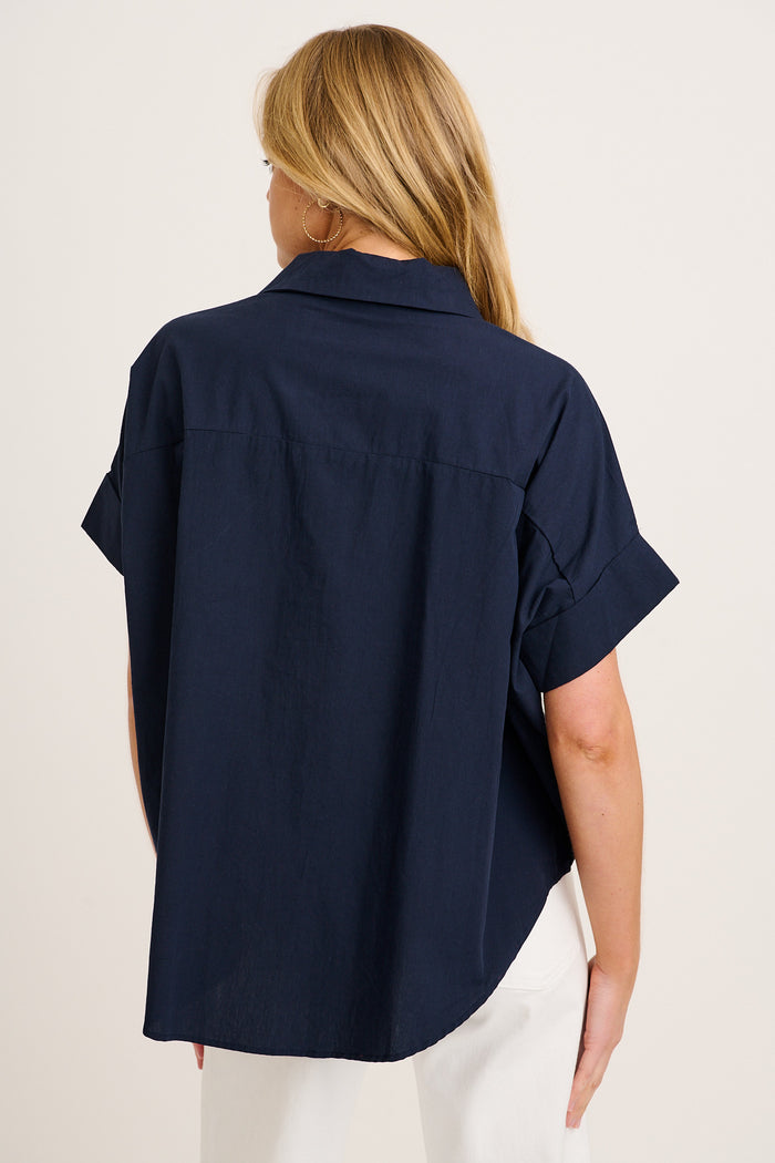 Refined Shirt in Navy Cotton back
