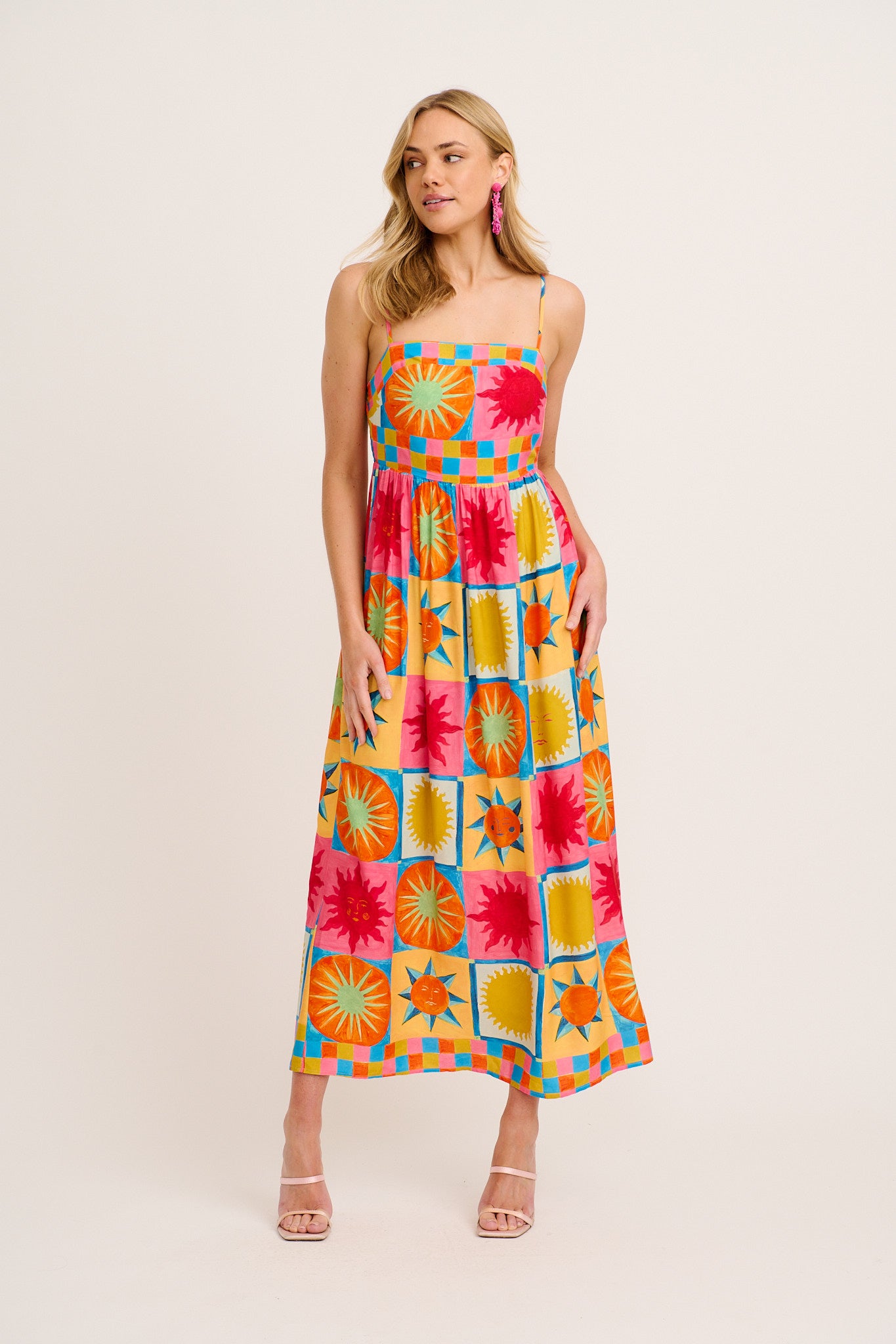 Jordonna Maxi Sundress in Multi Tile Print full length