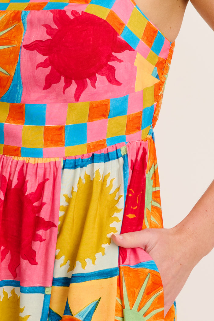 Jordonna Maxi Sundress in Multi Tile Print detail