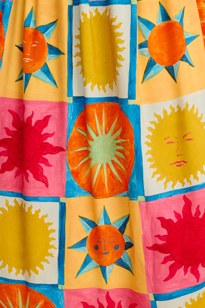 Jordonna Maxi Sundress in Multi Tile Print fabric