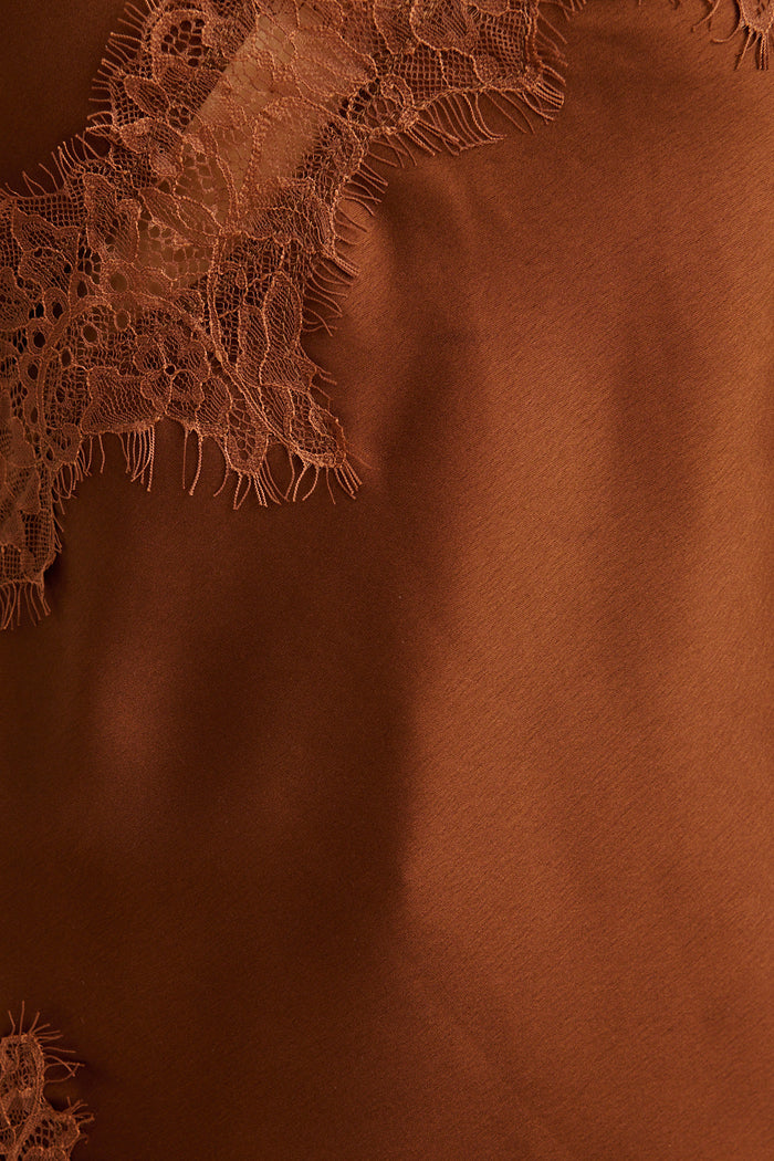 Reflections Cami Top in Chocolate Satin fabric