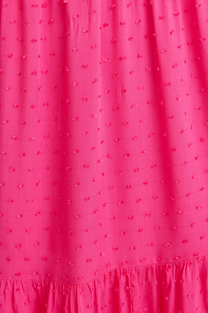 Tanica Smock Dress in Hot Pink Swiss Dot fabric