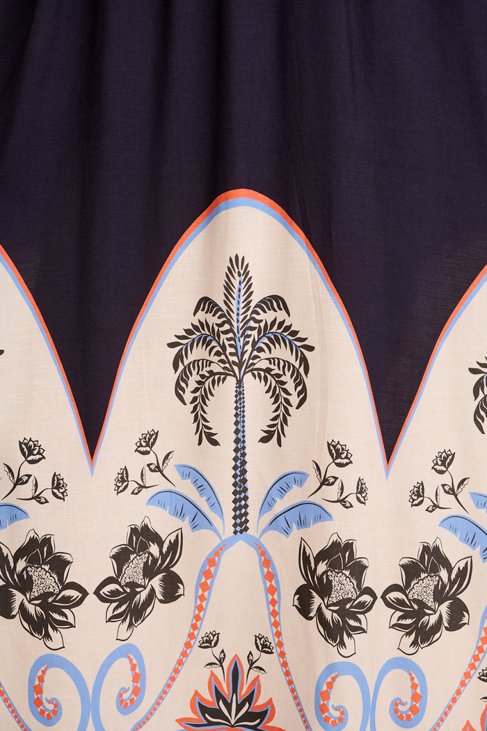 Summer Loving Maxi Sundress in Navy with Palm Tree Print fabric