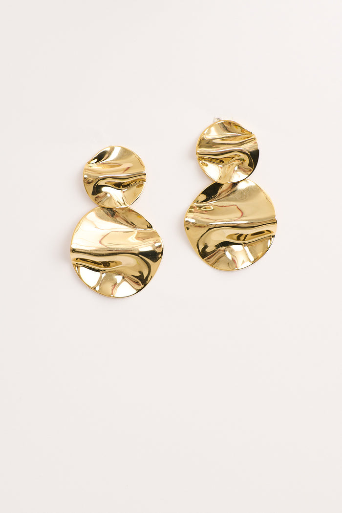 Sarai Drop Earrings in Gold Textured flatlay