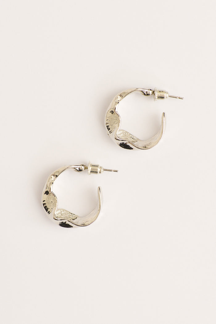 Stare Hoop Earrings in Silver flatlay