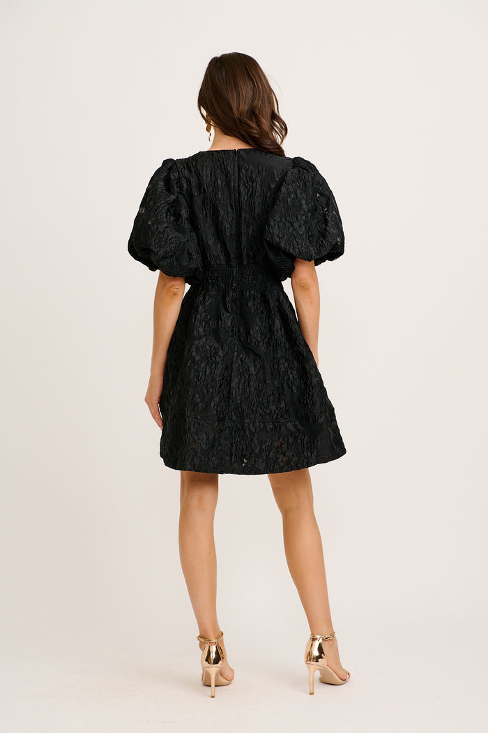 Paris Dreamer Dress in Black Floral Organza Jacquard back