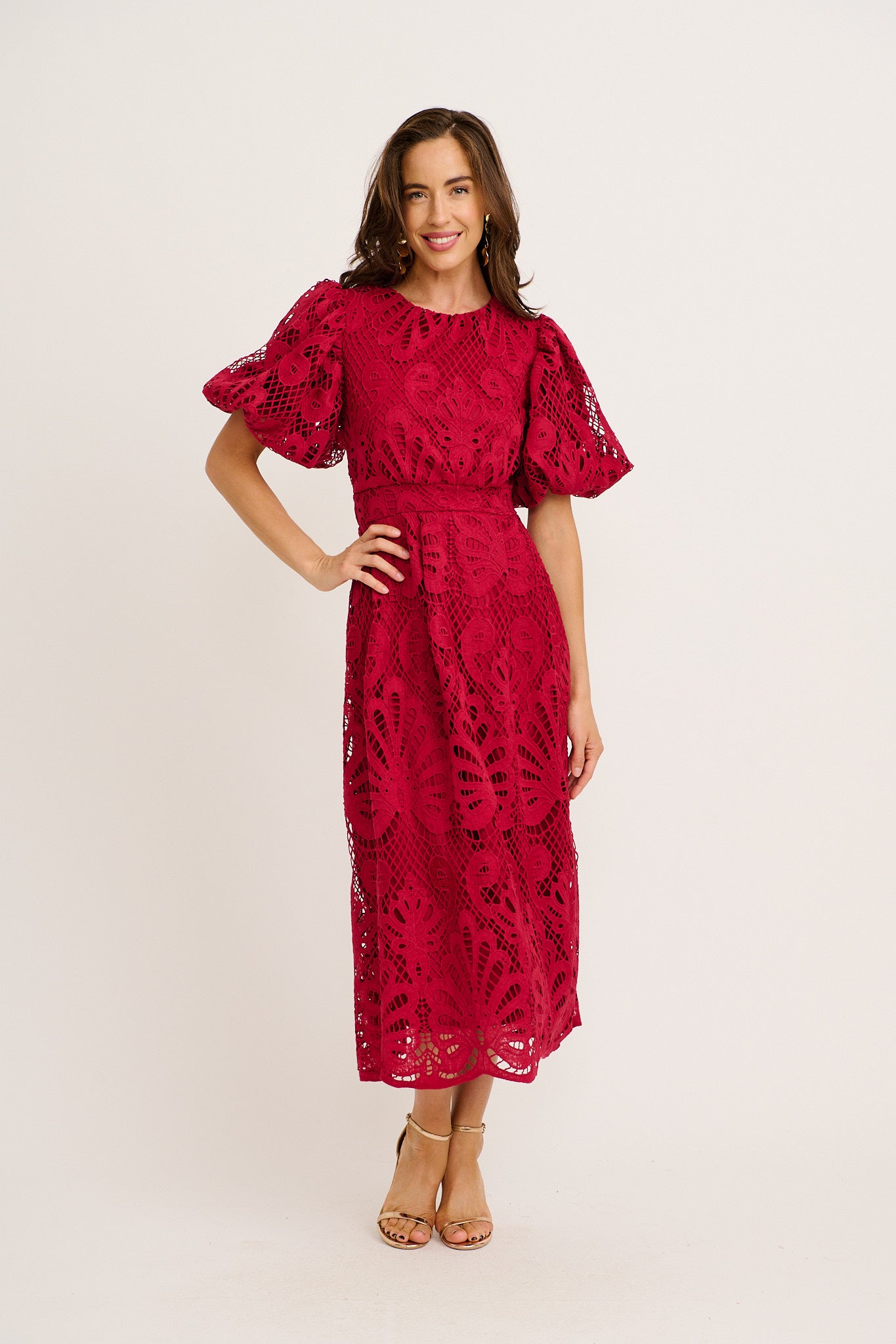 Tillie Lace Maxi Dress In Wine