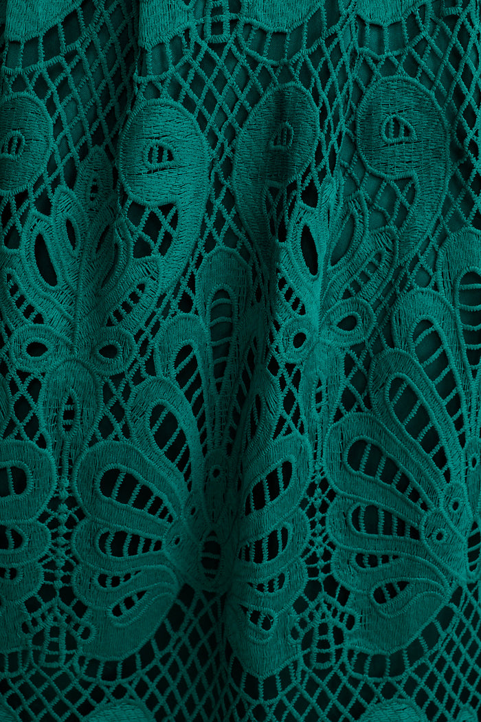 Ethereal Whisper Lace Maxi Dress in Emerald fabric