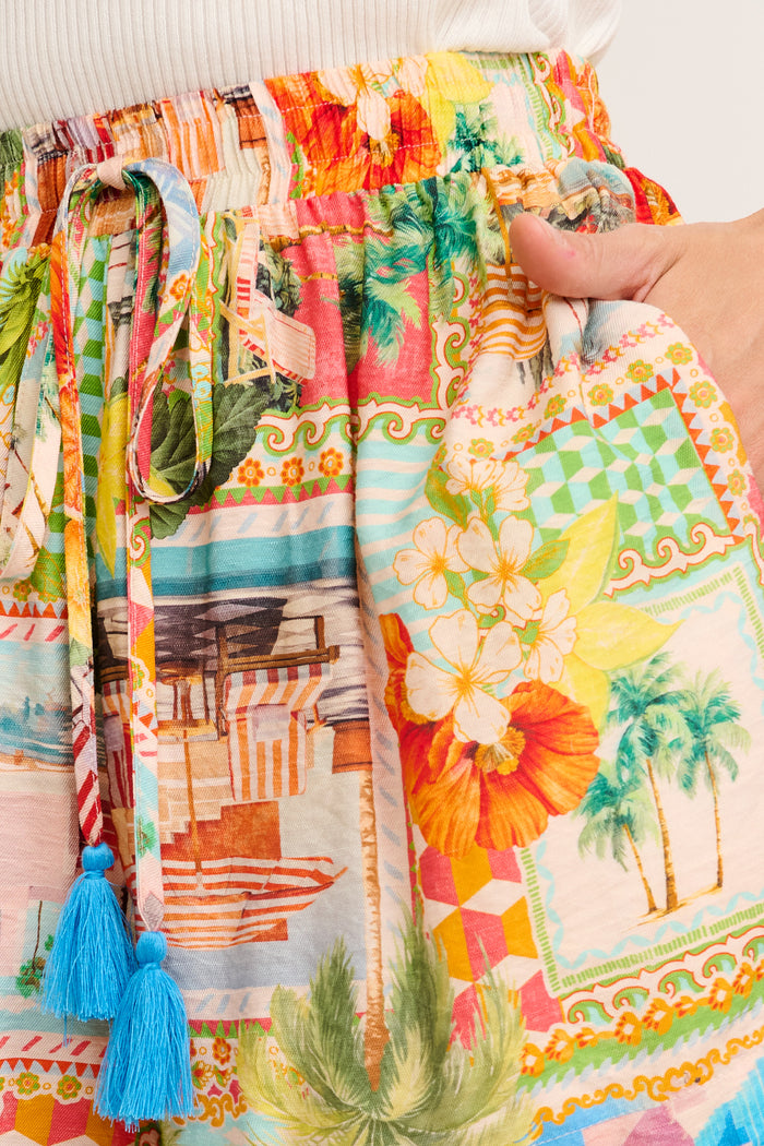 Sunlit Story Short in Multi Postcard Print detail