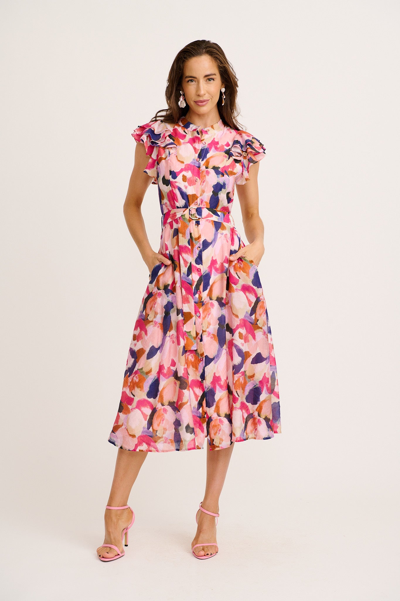 Dusk Desire Midi Dress in Multi Print full length