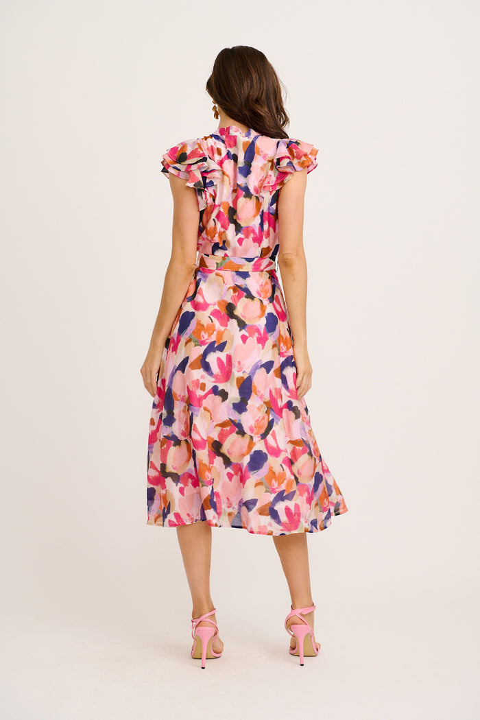 Dusk Desire Midi Dress in Multi Print back