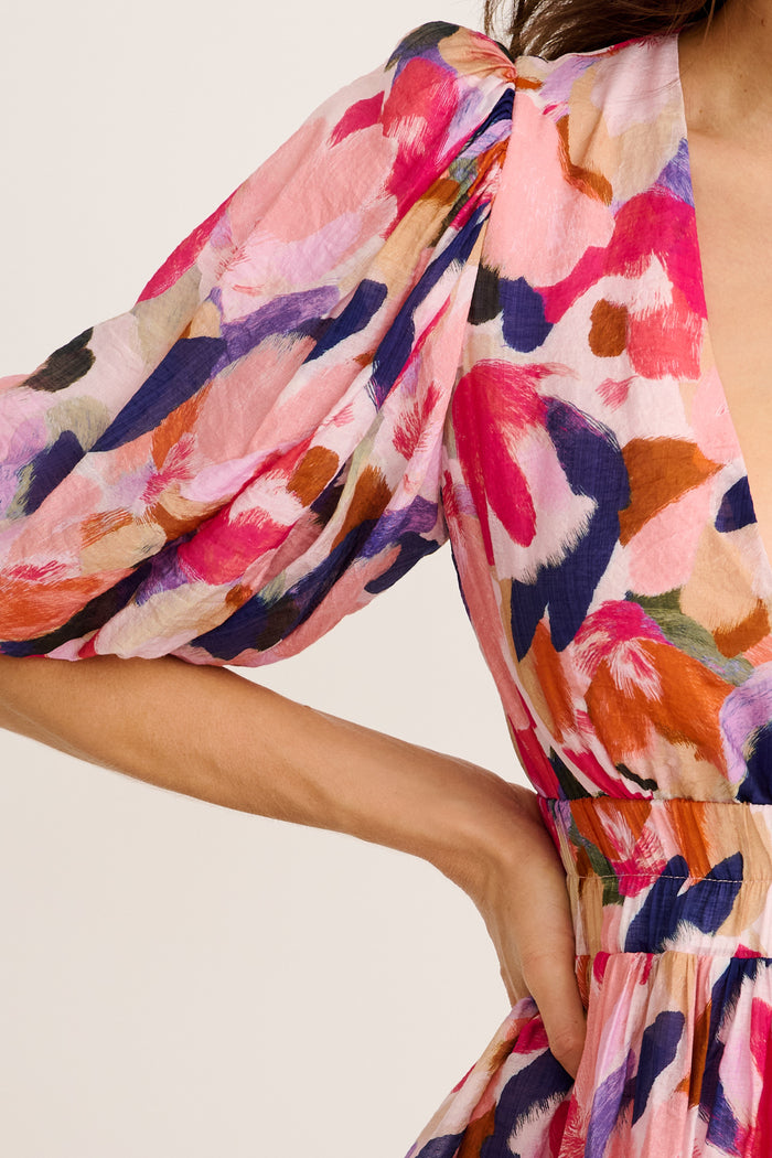 Champagne Nights Dress in Multi Print detail