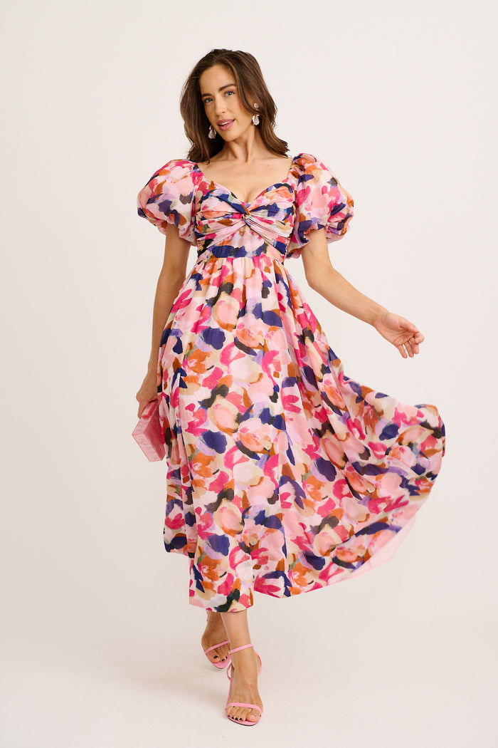 Effortless Luxe Maxi Dress in Multi Print full length