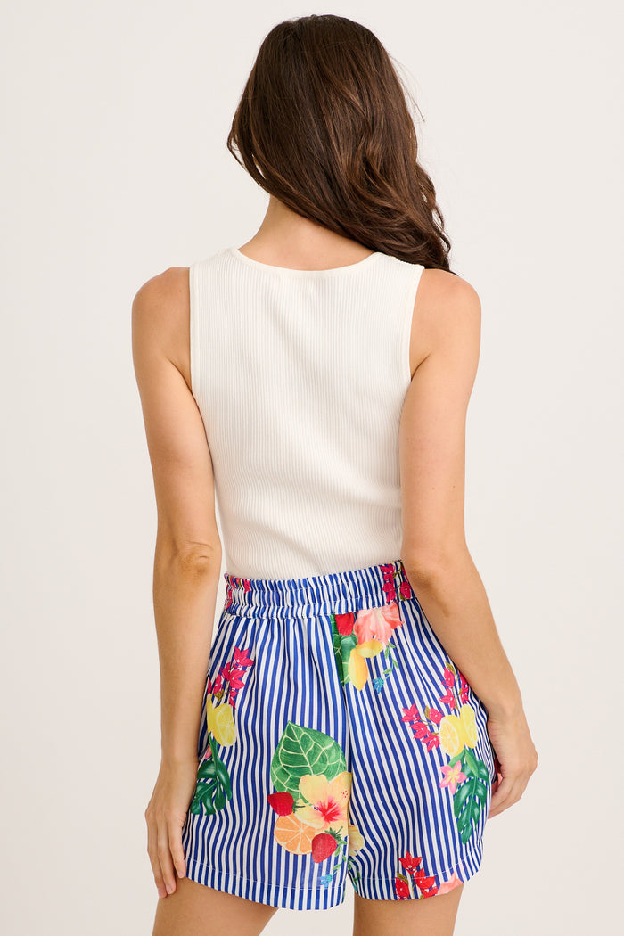 Rosela Short in Blue Stripe Print back