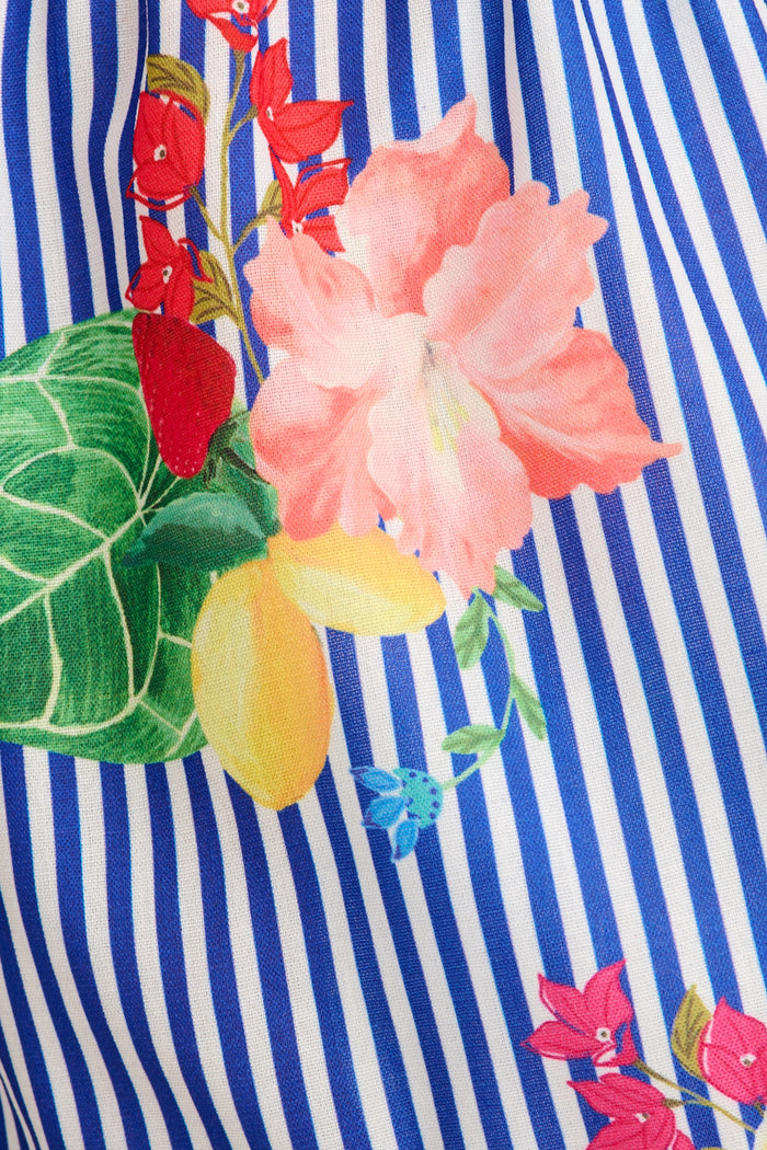 Rosela Short in Blue Stripe Print fabric