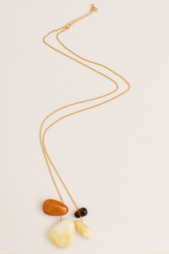 Sabina Pendant Necklace in Multi Resin Pebble flatlay