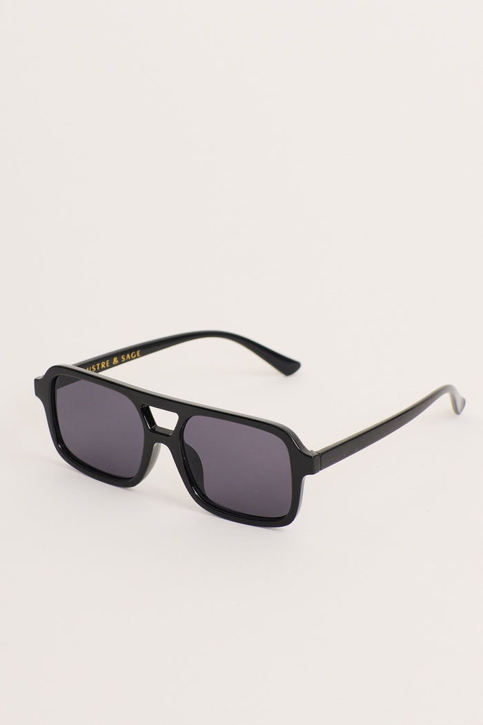 Paris Aviator Sunglasses in Black flatlay