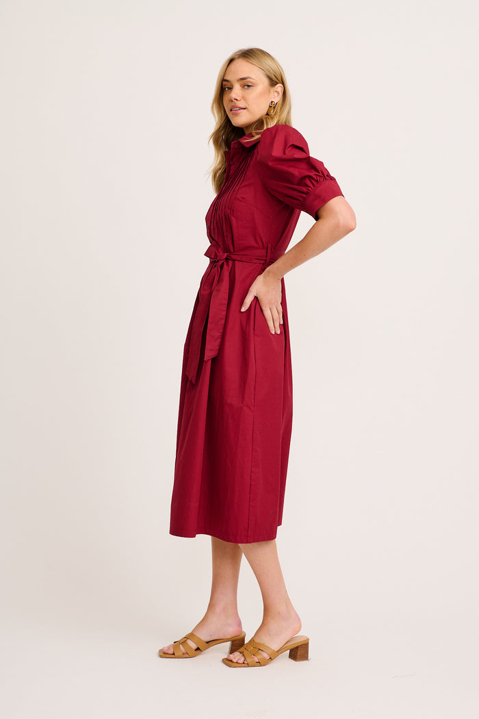 Mila Midi Dress in Wine Cotton side