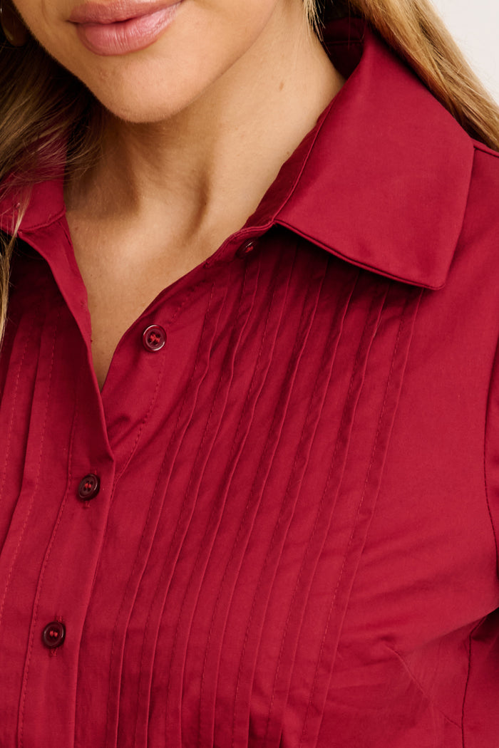 Mila Midi Dress in Wine Cotton detail