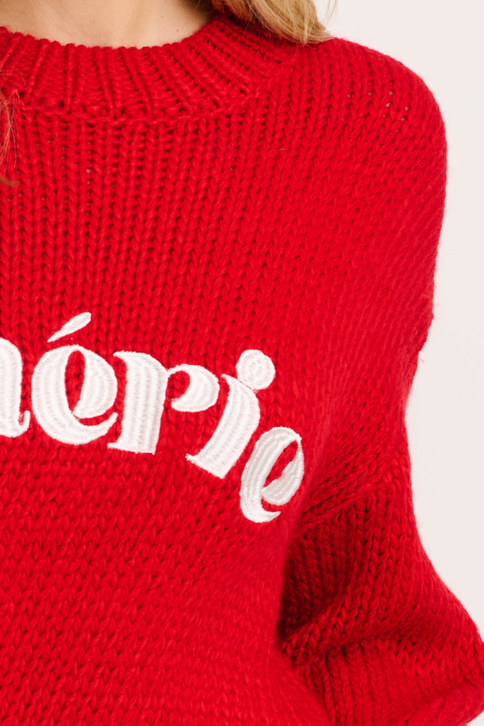 Cherie Knit in Red detail