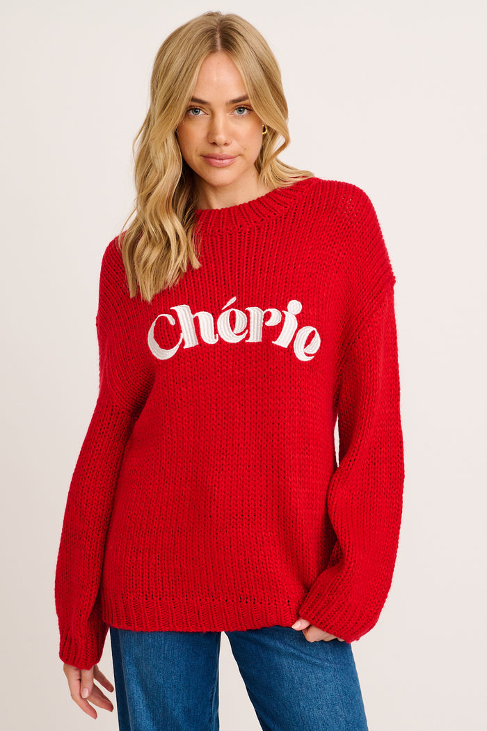 Cherie Knit in Red front