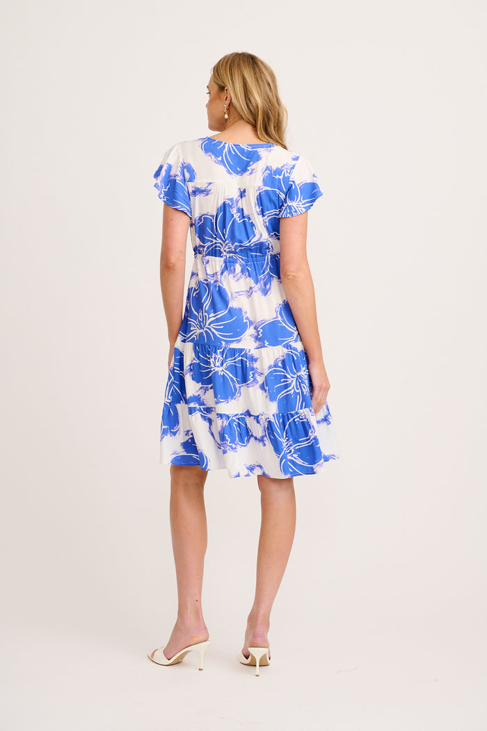 Covia Dress in Blue and White Floral back