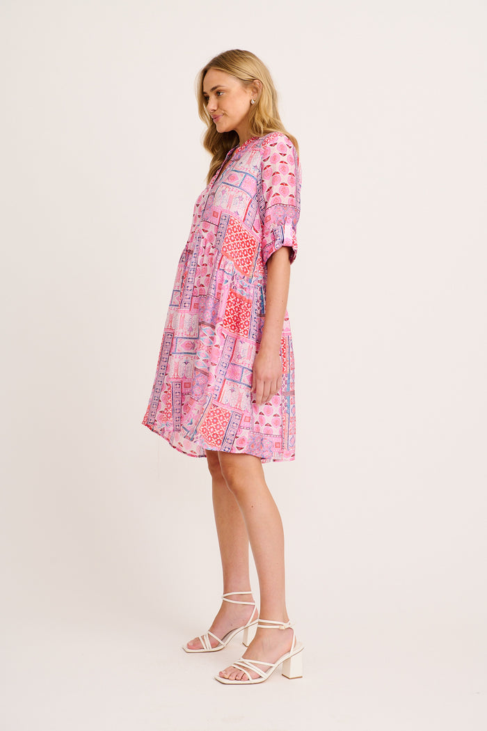 Cool Love Dress in Pink Tile Print side