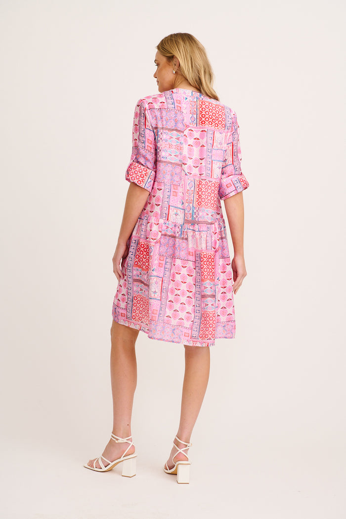 Cool Love Dress in Pink Tile Print back