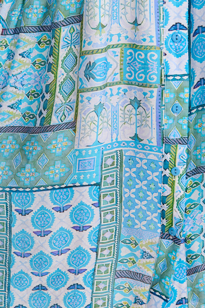 Cool Love Dress in Blue Tile Print fabric